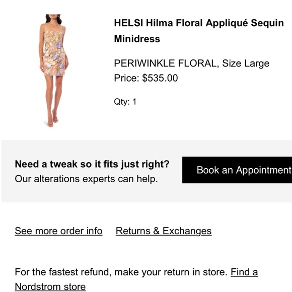 NWT HELSI HILMA FLORAL APPLIQUÉ DRESS SIZE L-PERIWINKLE - Picture 3 of 5